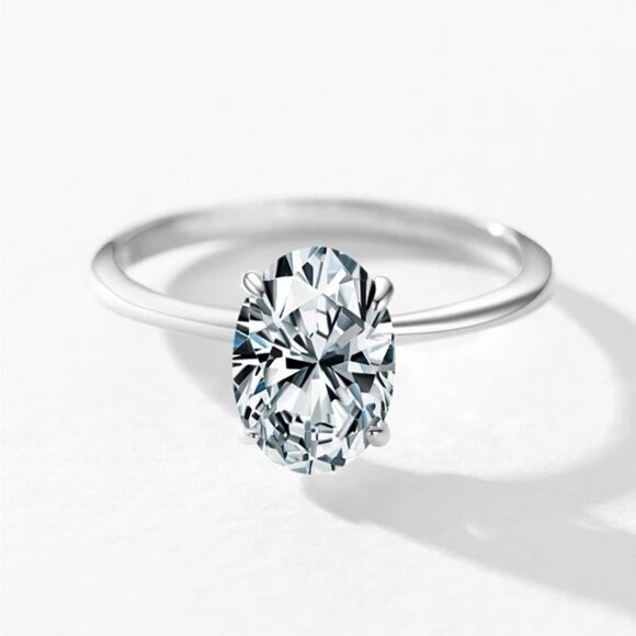 Sterling Silver Diamond Solataire Ring 7 - Picture 6 of 7